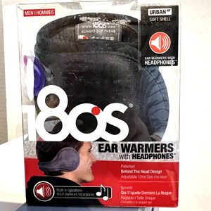 180s Urban Soft Shell Behind the head Ear Warmers with Headphones 1 pr Black